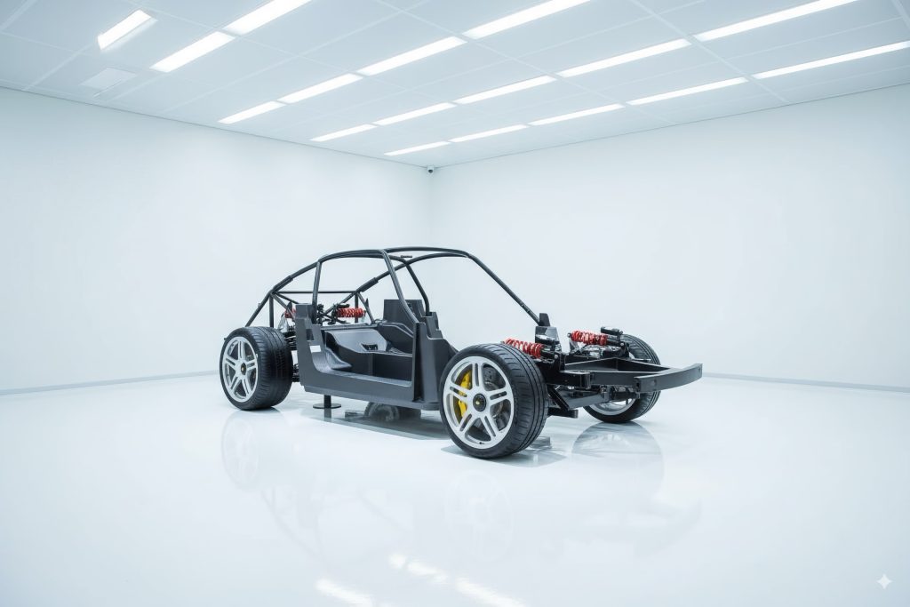 The Schöner carbon fiber monocoque chassis render
