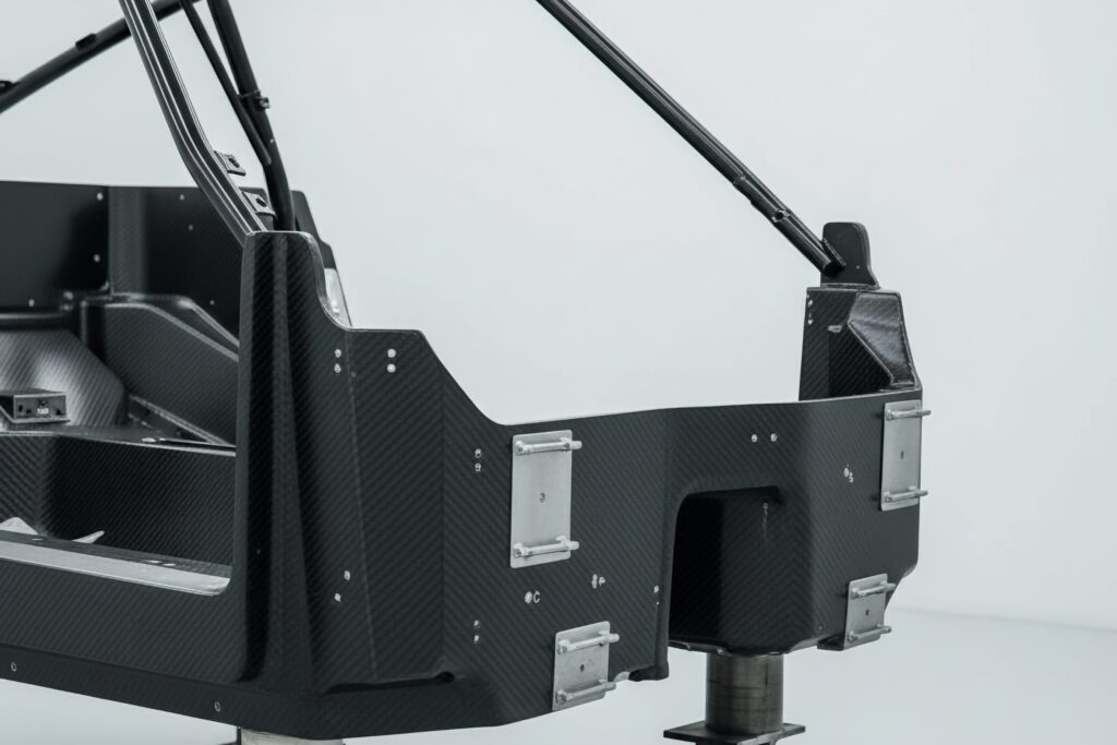 The Schöner carbon fiber monocoque chassis render