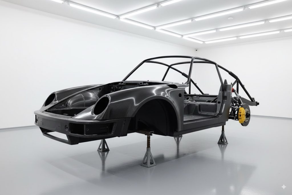 The Schöner carbon fiber monocoque chassis render