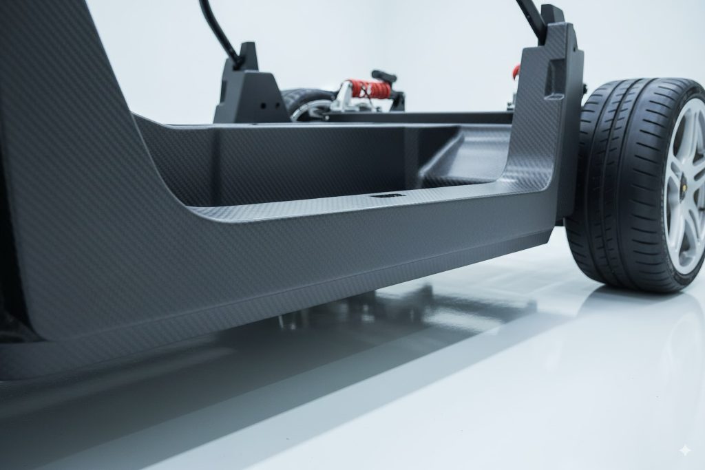 The Schöner carbon fiber monocoque chassis render