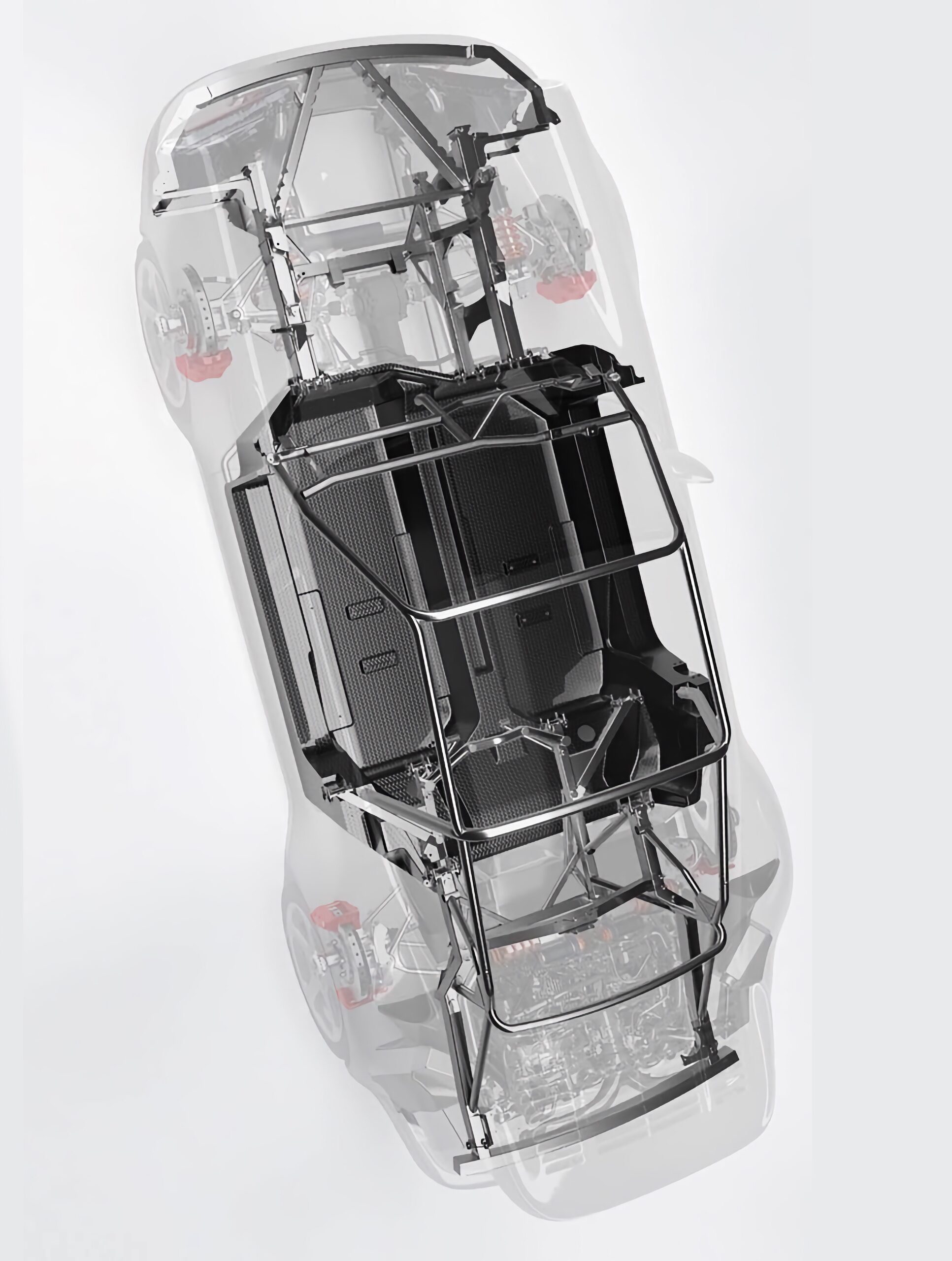 Exploded x-ray view of The Schöner chassis layers