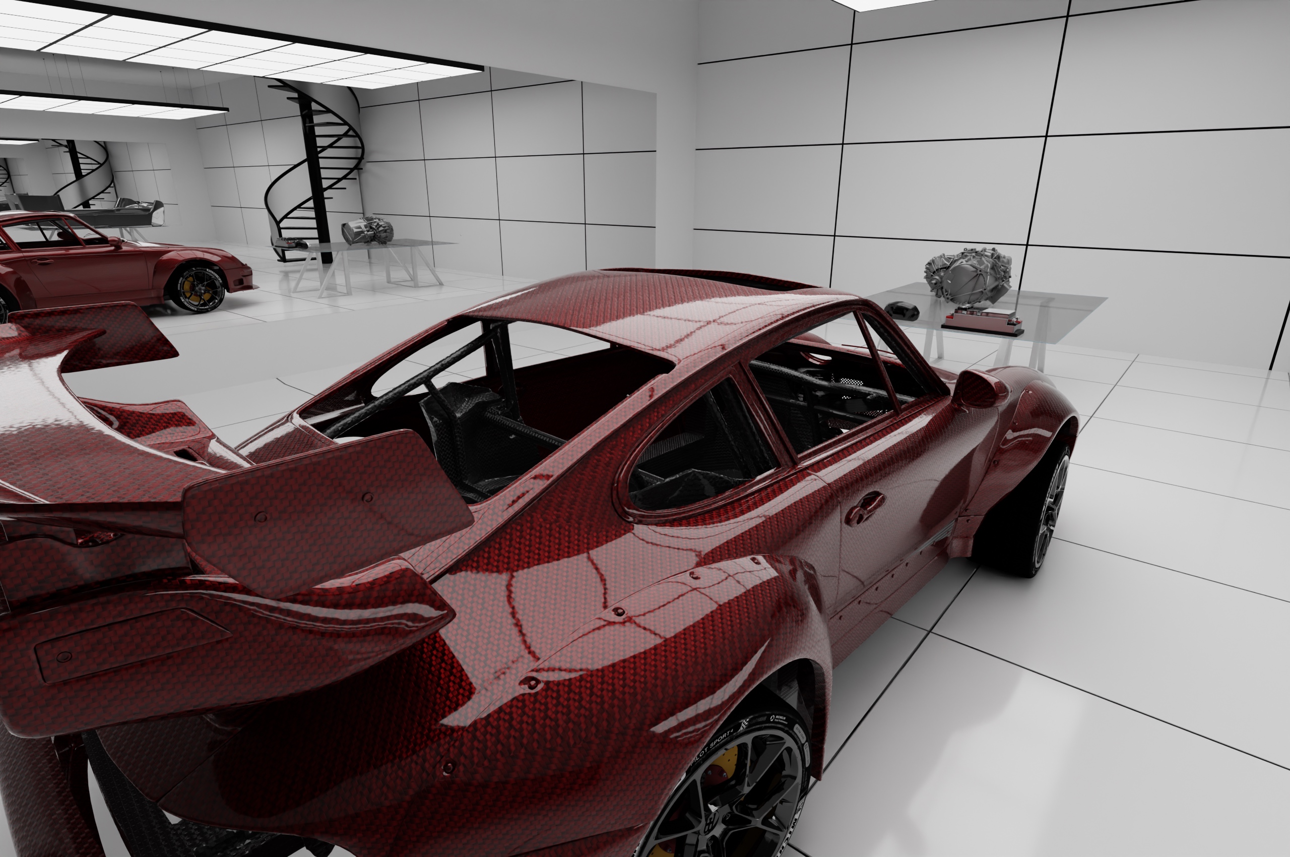 The Porsche 993 GT2 EVO II Body tested on The Schöner's carbon fiber monocoque chassis