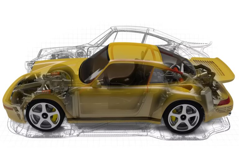 Overlay of The Schoner Carbon fiber monocoque with the upper chassis that holds the Porsche 993 GT2 EVO II body.