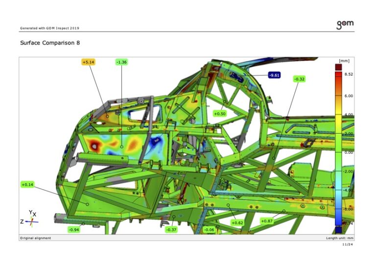 The Schoner chassis inspection, a comparison with the OEM Lamborghini Murcielago