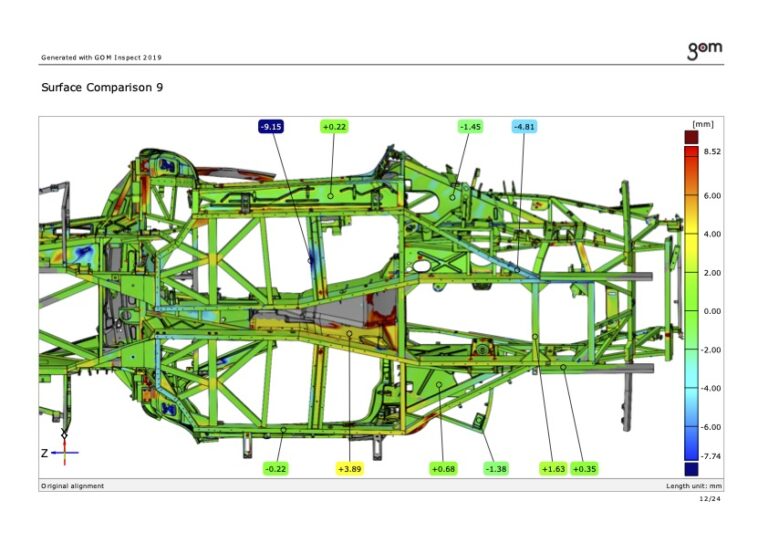 The Schoner chassis inspection, a comparison with the OEM Lamborghini Murcielago